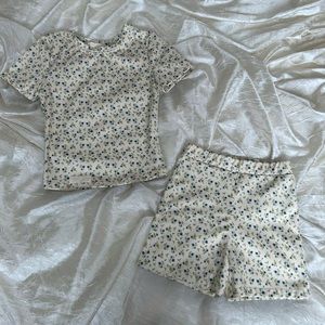 MYMUMMADEIT MORNING GLORY RECYCLED CREW TEE & SHORTS SET